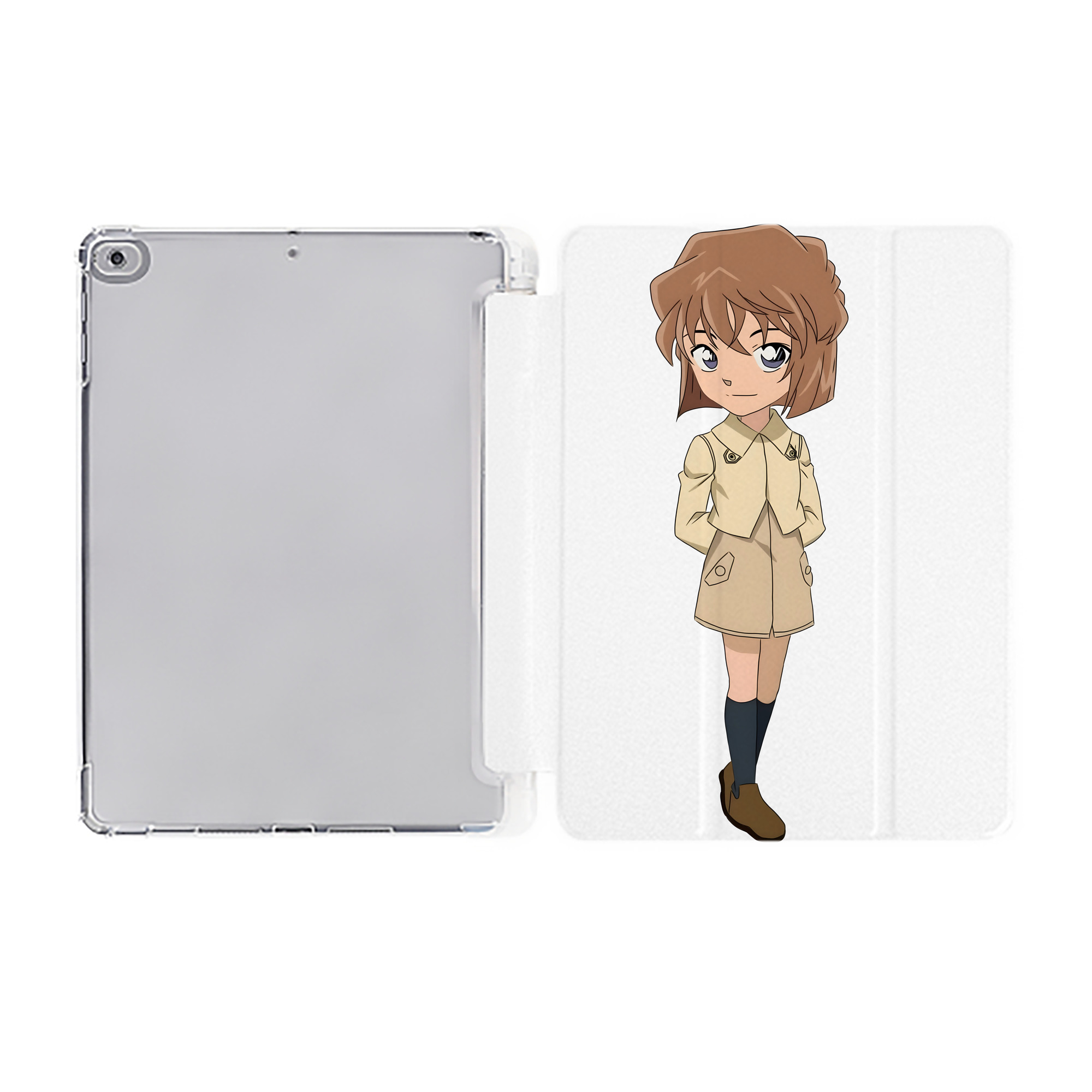 （画像用） 名探偵コナン 灰原 哀 はいばら あい Detective Conan Anita Hailey、Vi Graythorn Haibara Ai IPad ケース ペン収納付き 三つ折りスタンド PUレザー×シリコン 対応機種9.5/10.5/10.9インチ